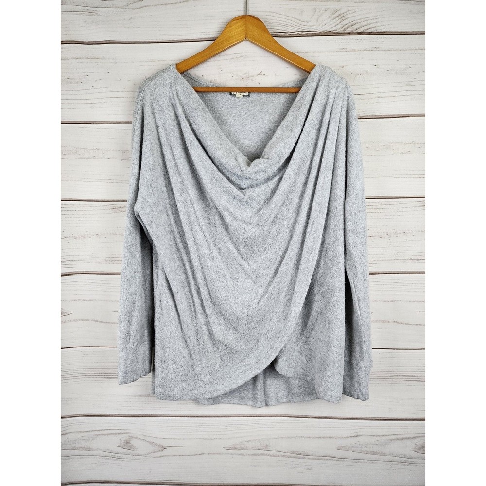 Eyeshadow Grey Swoop Neck Sweater Women's Large